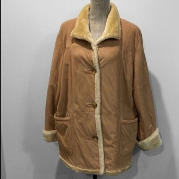 Novelti Faux Suede Shearling Coat SZ Medium - Picture 3 of 16